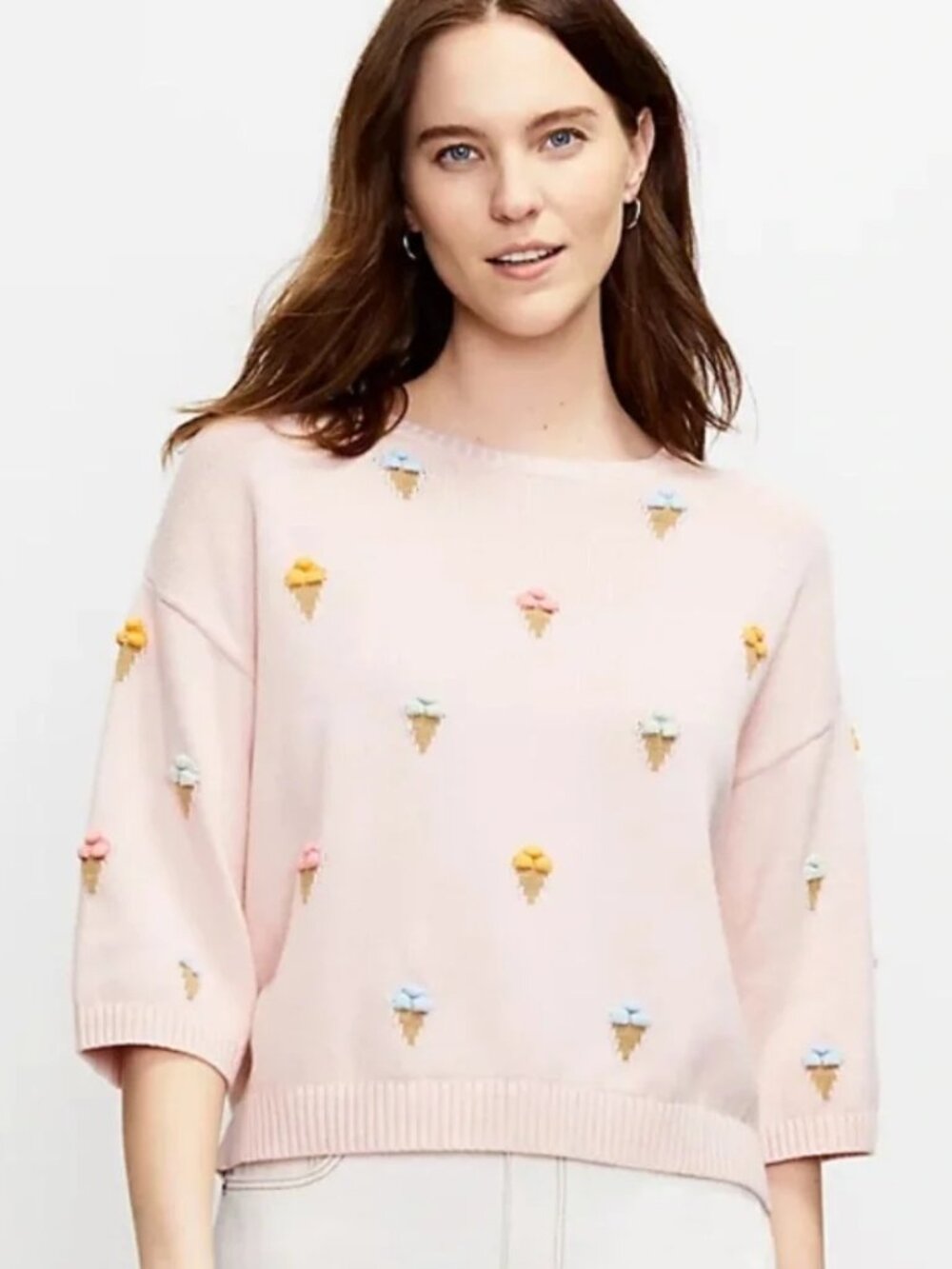 LOFT Ice Cream Cone Cotton Sweater EUC!